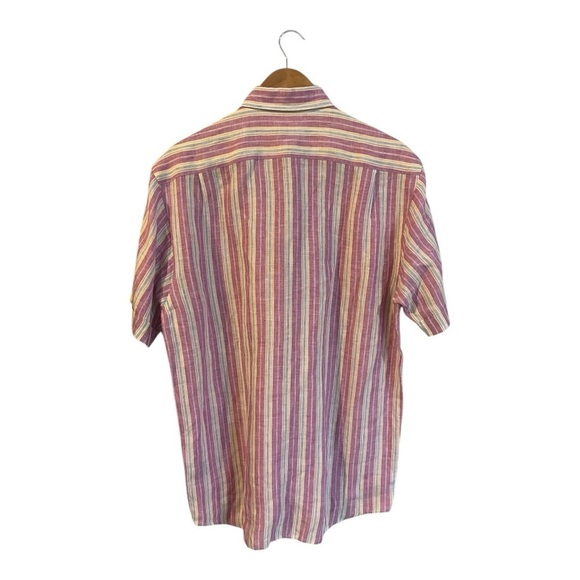 Pedro Del Hierro 100% Linen Button Down Shirt Men's Large Short Sleeve Purple - Picture 5 of 8